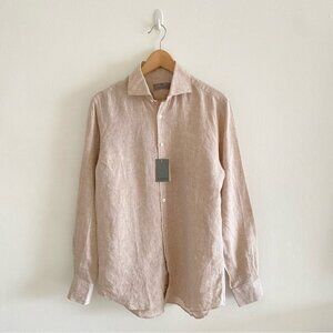 CANALI 100% Linen Shirt beige Sz M Modern Fit